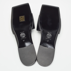 Versace Black Leather Medusa Logo Embellished Flat Slides Size 37