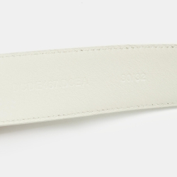 Versace White Leather Medusa Square Buckle Belt 80CM