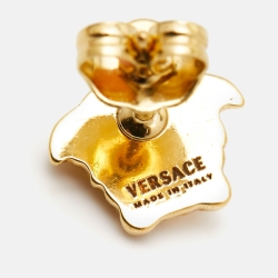 Pre Owned Versace Medusa Gold Tone Stud Earrings