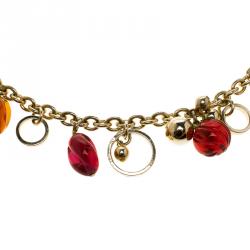 Versace Multicolor Crystal Gold Tone Necklace