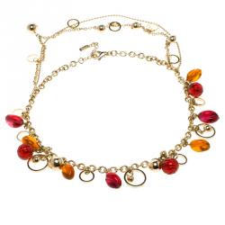 Versace Multicolor Crystal Gold Tone Necklace