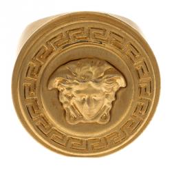 Versace Icon Medusa Gold Tone Ring Size 52