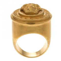 Versace Icon Medusa Gold Tone Ring Size 52