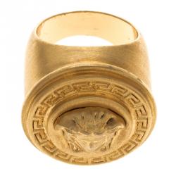Versace Icon Medusa Gold Tone Ring Size 52