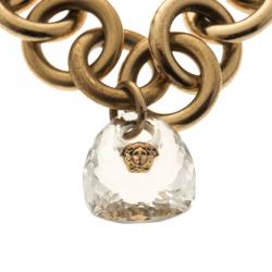 Versace Medusa Transparent Crystal Gold Tone Link Bracelet