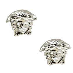 Versace Medusa Head Silver Tone Stud Earrings
