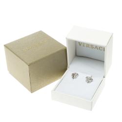 Versace Medusa Head Silver Tone Stud Earrings