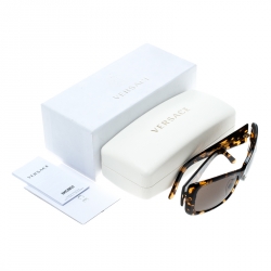 Versace Havana Brown Tortoise Shell/ Black MOD 4247 Oversized Square Sunglasses 