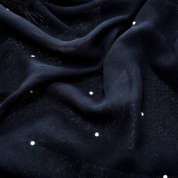 Versace Black Crystal Embellished Silk Georgette Tasseled Edge Scarf 