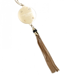 Gianni Versace Vanitas Crystal Enamel Medusa Gold Tone Tassel Pendant Necklace 