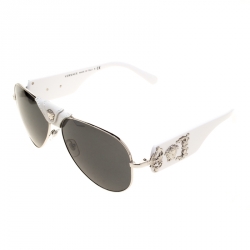Versace White/Black 2150-Q Aviator Sunglasses
