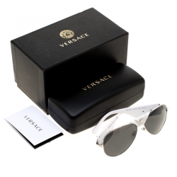Versace White/Black 2150-Q Aviator Sunglasses