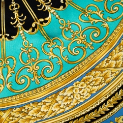 Pre Owned Versace Blue Medusa Baroque Printed Silk Square Scarf