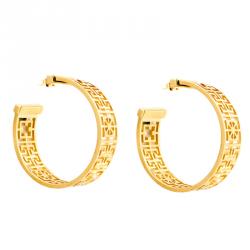 Versace Open Work Gold Tone Hoop Earrings