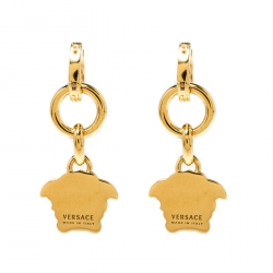 Versace Medusa Gold Tone Dangle Earrings