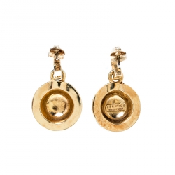 Versace Medusa Crystal Studded Gold Tone Drop Earrings