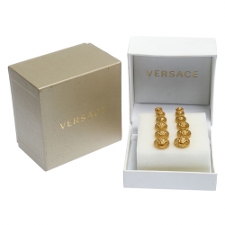 Pre Owned Versace Gold Plated Medusa Coin Drop Earrings