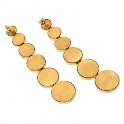 Pre Owned Versace Gold Plated Medusa Coin Drop Earrings