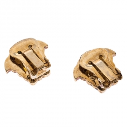 Versace Medusa Crystal Studded Gold Tone Clip-on Stud Earrings 