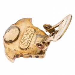 Versace Medusa Crystal Studded Gold Tone Clip-on Stud Earrings 