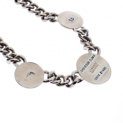 Versace Iconic Medusa Medallion Crystal Silver Tone Chain Link Statement Necklace