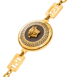 Pre Owned Versace Yellow Gold Tone Medusa Charm Chain Link Belt