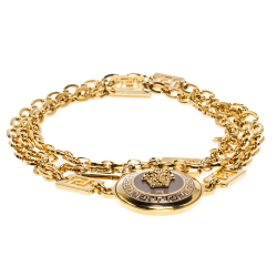 Pre Owned Versace Yellow Gold Tone Medusa Charm Chain Link Belt