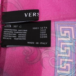 Versace Fuchsia Pink Printed Silk Stole