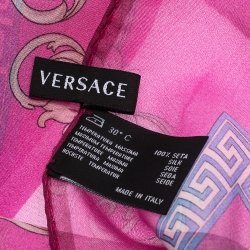 Versace Fuchsia Pink Printed Silk Stole