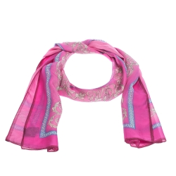 Versace Fuchsia Pink Printed Silk Stole