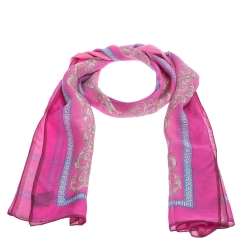Versace Fuchsia Pink Printed Silk Stole
