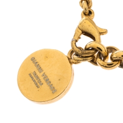 Versace Medusa Enamel Gold Tone Round Charm Chain Bracelet