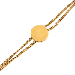 Versace Medusa Enamel Gold Tone Round Charm Chain Bracelet