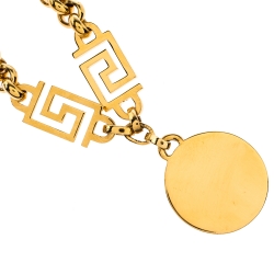 Versace Crystal Medusa Medallion Greca Gold Tone Chain Bracelet