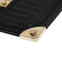 Versace Black Quilted Leather Coin Purse and Key Charm