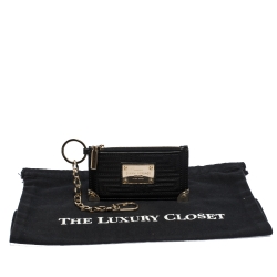 Versace Black Quilted Leather Coin Purse and Key Charm