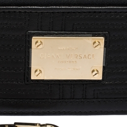 Versace Black Quilted Leather Coin Purse and Key Charm