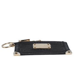 Versace Black Quilted Leather Coin Purse and Key Charm