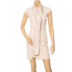 Pre Owned Versace Cream Greca Patterned Silk Scarf