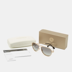 Pre Owned Versace Gold/Black Mod.2171-B Aviator Gradient Sunglasses