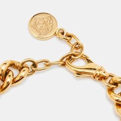 Pre Owned Versace Gold Tone Medusa Multi Charms Bracelet