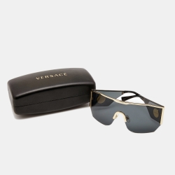 Pre Owned Versace Gold/Blakc Medusa Shield Sunglasses