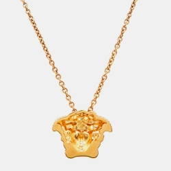 مملوكة مسبقًا Versace Medusa Crystal Gold Tone Necklace