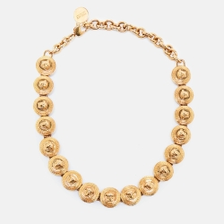 Versace Medusa Motif Gold Tone Choker Necklace