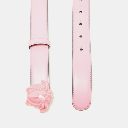Pre Owned Versace Pink Leather Medusa Head Buckle Belt 85CM
