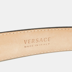 Pre Owned Versace Pink Leather Medusa Head Buckle Belt 85CM
