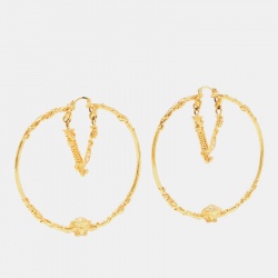 Pre Owned Versace Medusa Gold Tone Hoop Earrings