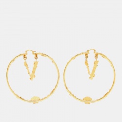 Pre Owned Versace Medusa Gold Tone Hoop Earrings