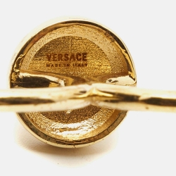 Versace Medusa Double Finger Gold Tone Ring Size 51