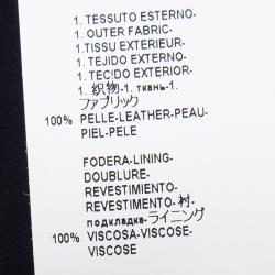 Pre Owned فستان فرساتشي جلد بلا أكمام تفاصيل شعار زرقاء كحلية S